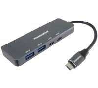 PremiumCord SuperSpeed Hub USB-C a 2 X USB-C e 2 X USB A, USB 3.2 Gen 1, 5 Gbps, ricarica 5 V, maschio a femmina, alluminio, lunghezza 15 cm