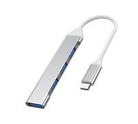 PREMIUMCORD Hub SuperSpeed USB-C a 4x USB A, Trasferimento Dati 3.2 Gen1 5 Gbit/s, Connettore Type-C, Ricarica a 5 V, Per PC, Laptop, Tastiere, Mouse, SSD, Alloggiamento in Metallo, Lunghezza: 15 cm