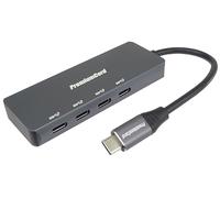 PremiumCord SuperSpeed Hub USB-C a 4X USB-C, USB 3.2 Gen 1, 5 Gbps, ricarica 5 V, maschio a femmina, alluminio, lunghezza 15 cm