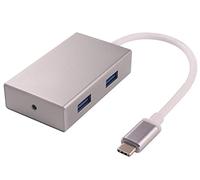 PremiumCord Hub USB-C a 4 Porte USB 3.0, alloggiamento in Alluminio, 5 Gbps, SuperSpeed USB 3.1 Tipo C Maschio a 4 Prese USB 3.0, Lunghezza 25 cm