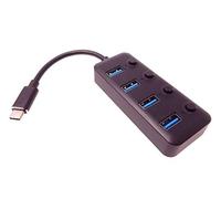 PremiumCord Hub USB-C a 4 Porte USB 3.0, alloggiamento in Alluminio, Interruttor