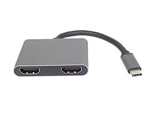 PremiumCord MST 4K Adattatore USB-C a 2X HDMI, USB 3.1 Tipo C Maschio a 2X HDMI Femmina, Funzioni Estese + Specchio, USB 3.0, PD, Risoluzione 4K, Full HD 1080p
