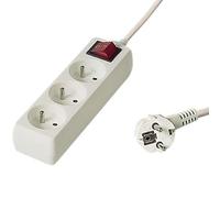 PremiumCord Multipresa 230V, 3 Prese con Interruttore, Prolunga 230 V, Prese Francesi Ruotate di 45°, Presa Multipla di Alta Qualità con Sicurezza Bambini, Bianco, 7m