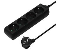 PremiumCord Multipresa 230V, 4 Prese, Prolunga 230 V, Prese Francesi Ruotate di 45°, Presa Multipla di Alta qualità con Sicurezza Bambini, Nero, 3m