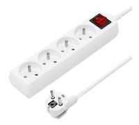 PremiumCord Multipresa 230V, 4 Prese con Interruttore, Prolunga 230 V, Prese Francesi Ruotate di 45°, Presa Multipla di Alta Qualità con Sicurezza Bambini, Bianco, 2m