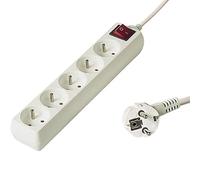 PremiumCord Multipresa 230V, 5 Prese con Interruttore, Prolunga 230 V, Prese Francesi Ruotate di 45°, Presa Multipla di Alta Qualità con Sicurezza Bambini, Bianco, 3m