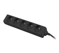 PremiumCord Multipresa 230V, 5 Prese, Prolunga 230 V, Prese Francesi Ruotate di 45°, Presa Multipla di Alta qualità con Sicurezza Bambini, Nero, 5m