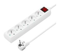 PremiumCord Multipresa 230V, 5 Prese con Interruttore, Prolunga 230 V, Prese Francesi Ruotate di 45°, Presa Multipla di Alta Qualità con Sicurezza Bambini, Bianco, 3m