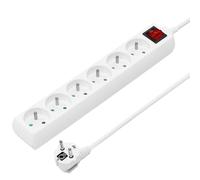 PremiumCord Multipresa 230V, 6 Prese con Interruttore, Prolunga 230 V, Prese Francesi Ruotate di 45°, Presa Multipla di Alta Qualità con Sicurezza Bambini, Bianco, 3m