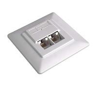 PremiumCord - Presa da Incasso con 2 Prese RJ45, Cat5e STP, schermata, Colore: Bianco