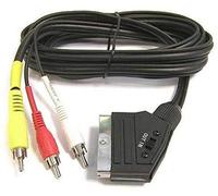 PremiumCord SCART - Cavo 3 x CINCH, maschio a maschio, interruttore IN/out, nero, 1,5 m