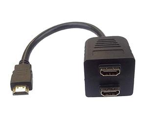 PremiumCord Splitter HDMI 1-2, contatti placcati Oro, connettore a 2 Prese - per Full HD 1080p, 3D, Cavo 30 cm, Colore Nero