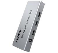 PremiumCord Splitter HDMI 1-2, Video 8K 4320p 60Hz, 4K 2160p 120Hz, Full HD 1080p, HDMI 2.1, 40Gbps, HDR10, Dolby TrueHD, Cec, Piccolo Alloggiamento In Metallo, Argento
