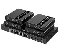 PremiumCord Splitter HDMI 1-4 + Extender via CAT6/6a/7, Ultra HD 4K@30Hz a 70m, alloggiamento in metallo, 4 ricevitori con alimentatori, Dolby TrueHD, 3D, EDID, CEC, HDCP2.2