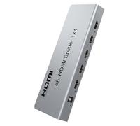 PremiumCord Splitter HDMI 1-4, Video 8K 4320p 60Hz, 4K 2160p 120Hz, Full HD 1080p, HDMI 2.1, 40Gbps, HDR10, Dolby Truehd, Cec, Piccolo Alloggiamento In Metallo, Argento