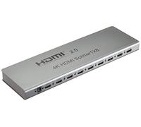PremiumCord Splitter HDMI 4K 1-8 Porte con Alimentatore, ripetitore HDMI 2.0, alloggiamento in Metallo, Stato LED, risoluzione Video 4Kx2K 2160p UHD @ 60Hz, Full HD 1080p, 3D, HDCP, Colore Argento