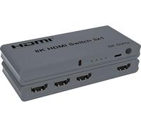 PremiumCord Switch 8K HDMI 3:1 Con Telecomando, Video UHD 8K@60Hz, 4K@144Hz, Full HD 1080p, 40 Gbit/s, 3D, HDCP 2.3, VRR, ALLM, FreeSync, G-Sync, Alimentazione 5V/1A, Grigio