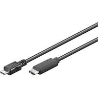PremiumCord USB-C - Cavo di Collegamento Micro USB, Cavo di Ricarica Fino a 2,5 W, Cavo Dati Fino a 480mbit/s, USB Tipo C Maschio a Micro USB Maschio, Tripla Schermatura, Colore Nero, Lunghezza 0,6m