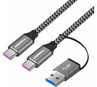 PremiumCord Cavo USB-C 3.2 Gen 2x2 Type-C/Type-A 20 Gbit/s 100 W 5 A PD 3.0/QC 4.0 2m Nero