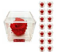 PremiumRose 15 Cubi Rosa Rossa Stabilizzata e Profumata da 5 cm con Rosa Eterna Vera, Idea Regalo Bomboniera battesimo, comunione, cresima, Laurea, Matrimonio, Made in Italy (15 Pezzi)