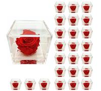 PremiumRose 25 Cubi Rosa Rossa Stabilizzata e Profumata da 5 cm con Rosa Eterna Vera, Idea Regalo Mamma, Fidanzata, Amica, Idea Regalo per Compleanno, Laurea, Matrimonio,