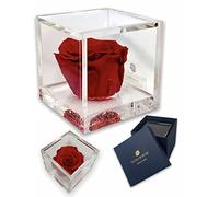 PremiumRose Cubo Rosa Rossa Stabilizzata Profumata da 8 cm con Rosa Eterna Vera | Idea Regalo Mamma, Fidanzata, Amica, Idea Regalo per Compleanno, Laurea | Fatto a Mano in Italia (Rosso - S 1080)