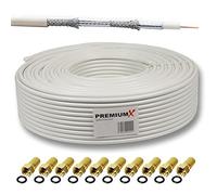 PremiumX Base cavo coassiale 15 M 135 Db 4schermato copperclad antenna satellitare TV digitale in acciaio 10 + X Connettore F gratis