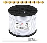 PremiumX BASIC Cavo coassiale da 100m - Ricezione perfetta con schermatura in alluminio quadrupla 135dB - Compatibile con DVB-S / S2, DVB-C, DVB-T, BK impianti - Inclusi 10 connettori F