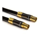 PremiumX Cavo Antenna TV Gold-Line 1m Nero - Cavo Coassiale in Rame ad Alta Efficienza, da Connettore IEC a Presa, Ideale per HDTV 4K, Schermatura 135dB, Contatti Dorati