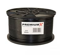 PremiumX cavo satellitare mini coassiale da 200m in nero - Extra sottile con Ø di 4mm - Doppia schermatura per sat | cavo | DVB-T - Supporta Ultra HD 4K e 3D