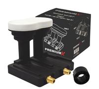 PremiumX Monoblock Twin LNB - 2 partecipanti - 4K Full HD - con protezione dalle intemperie per ricevitore satellitare digitale Astra 19,2° Eutelsat 16° - Nero