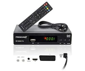 PremiumX Ricevitore satellitare HD 520SE FTA Digital SAT TV Receiver DVB-S2 FullHD HDMI SCART USB lettore multimediale, Astra Hotbird preprogrammato