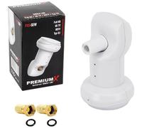 PremiumX Single LNB Digital SAT per 1 partecipante bianco testa di ricezione 0,1 dB DVB-S2 HDTV 4K, protezione dalle intemperie, 2 connettori F