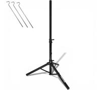 PremiumX Treppiede base in acciaio, diametro 32 mm, altezza 120 cm, supporto per parabole satellitari da 80 a 85 cm, specchio, campeggio, balcone, nero, con 3 picchetti in acciaio massiccio