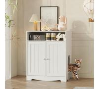PREMTURE Mobile Lettiera per Gatti Mobili per gatti con ante - Casetta multifunzione per gatti con vano portaoggetti - Armadietto per gatti 60 x 43,5 x 73 cm, bianco