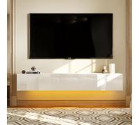 PREMTURE Mobile TV, supporto da appendere, per TV, per soggiorno, casa, tavolino da caffè sospeso, supporto TV, bianco, MDF, 160 x 35 x 25 cm
