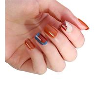 premuto sui chiodi, Unghie finte a mandorla medie multicolore, confezione da 30, con colla e lima for unghie(A39)