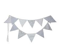 PREMYO Festoni Bandierine Colorate Stoffa Triangolari - Decorazione Cameretta Bambino Bimba Ghirlanda Nascita - Grigio