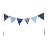 PREMYO Festoni Bandierine Colorate Stoffa Triangolari - Decorazione Cameretta Bambino Ghirlanda Nascita - Blu