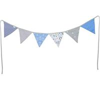 PREMYO Festoni Bandierine Colorate Stoffa Triangolari - Decorazione Cameretta Bambino Ghirlanda Nascita - Blu Grigio