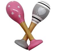 PREMYO Sonaglio Neonato Maracas - Giocattolo per Bambini Legno - Gioco Montessori Musicale Bebè - Stelle Rosa Grigio