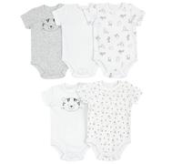 Prénatal, Set di 5 Body Neonato e Neonata a Maniche Corte, in Morbido Cotone, con Comoda Apertura con Bottoncini