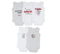 Prénatal, Set di 5 Body Neonato e Neonata Senza Maniche, in Morbido Cotone, con Comoda Apertura con Bottoncini