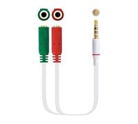 PRENDELUZ CAVO ADATTATORE AUDIO JACK 3.5/M 4PIN-2xJACK 3.5/H 3PIN 0.2M BIANCO NANOCABILE