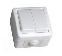 PRENDELUZ Doppio interruttore di superficie esterna, pulsante, On-off, bianco, IP54, 250 V 10 A