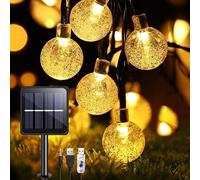 PRENDELUZ Ghirlande per esterni solari, 50 LED, 20 cm, ricaricabile, solare, 8 modalità e impermeabile, catena di luci decorazione per terrazza cortile, balcone, festa di matrimonio