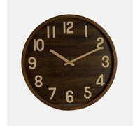 PRENDELUZ Orologio da parete in legno scuro 60 x 60 x 5 cm con movimento continuo, ideale per decorare e mantenere la puntualità in casa o in ufficio.