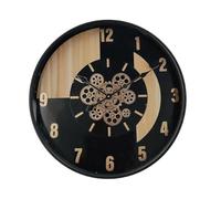 PRENDELUZ Orologio da parete ingranaggi, nero/faggio/oro, 59 x 59 x 8 cm, con movimento, ideale per decorare e organizzare spazi.