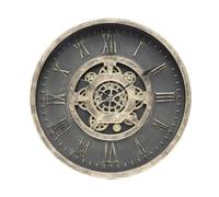 PRENDELUZ Orologio da parete nero e oro, 60 x 60 x 7 cm, con ingranaggi e movimento, ideale per decorare e segnare il tempo.