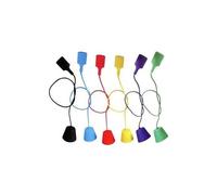 PRENDELUZ Portalampada E27 in silicone con cavo tessile 1M in blu, ideale per lampade a sospensione e decorazione di interni.